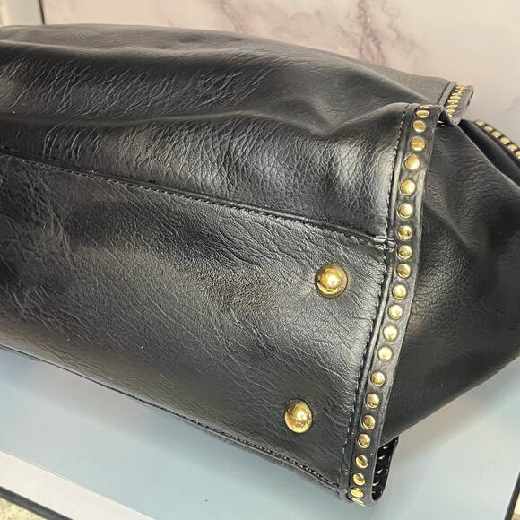 INC International Concepts Black Tote Bag w/ Gold Studs - Picture 7 of 14